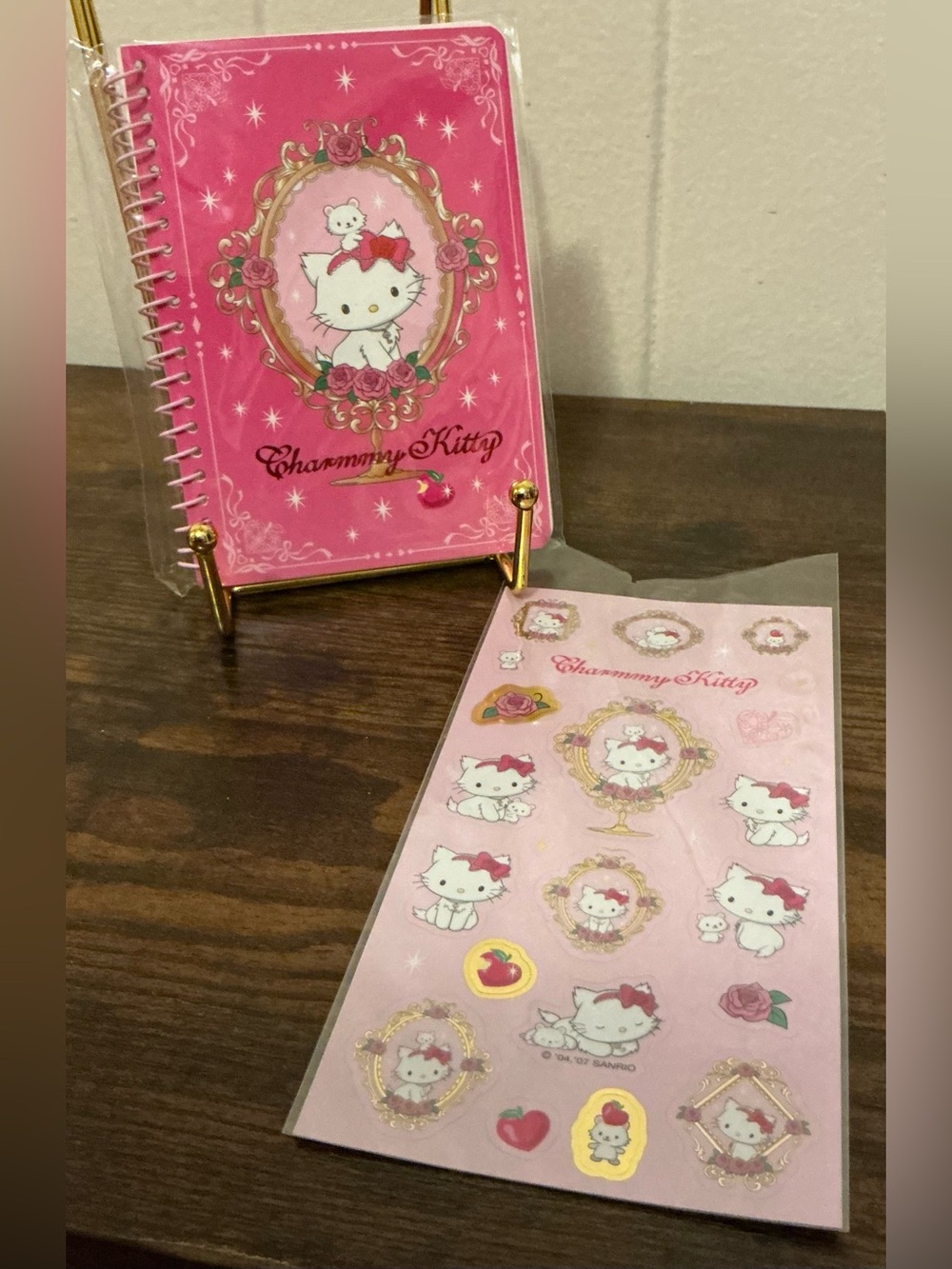 A Rare Pair Of Vintage Sanrio 2007 Charmmy Kitty New Mini Spiral/Sticker Sheet